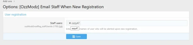 [OzzModz] Email Staff When New Registration 2.0.0